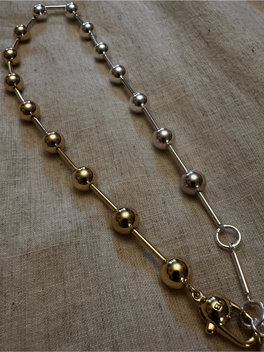 Jenny Bird Two-Tone Bead Link Necklace in Silver & Gold Tones - Picture 7 of 9
